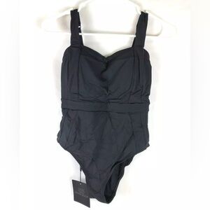 JETS Womens One Piece Swimsuit Square Neck Black Size 6
